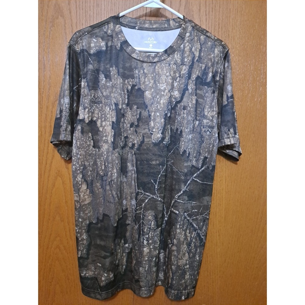 Realtree Men's Camo Polyester Short Sleeve T- Shirt Size Large